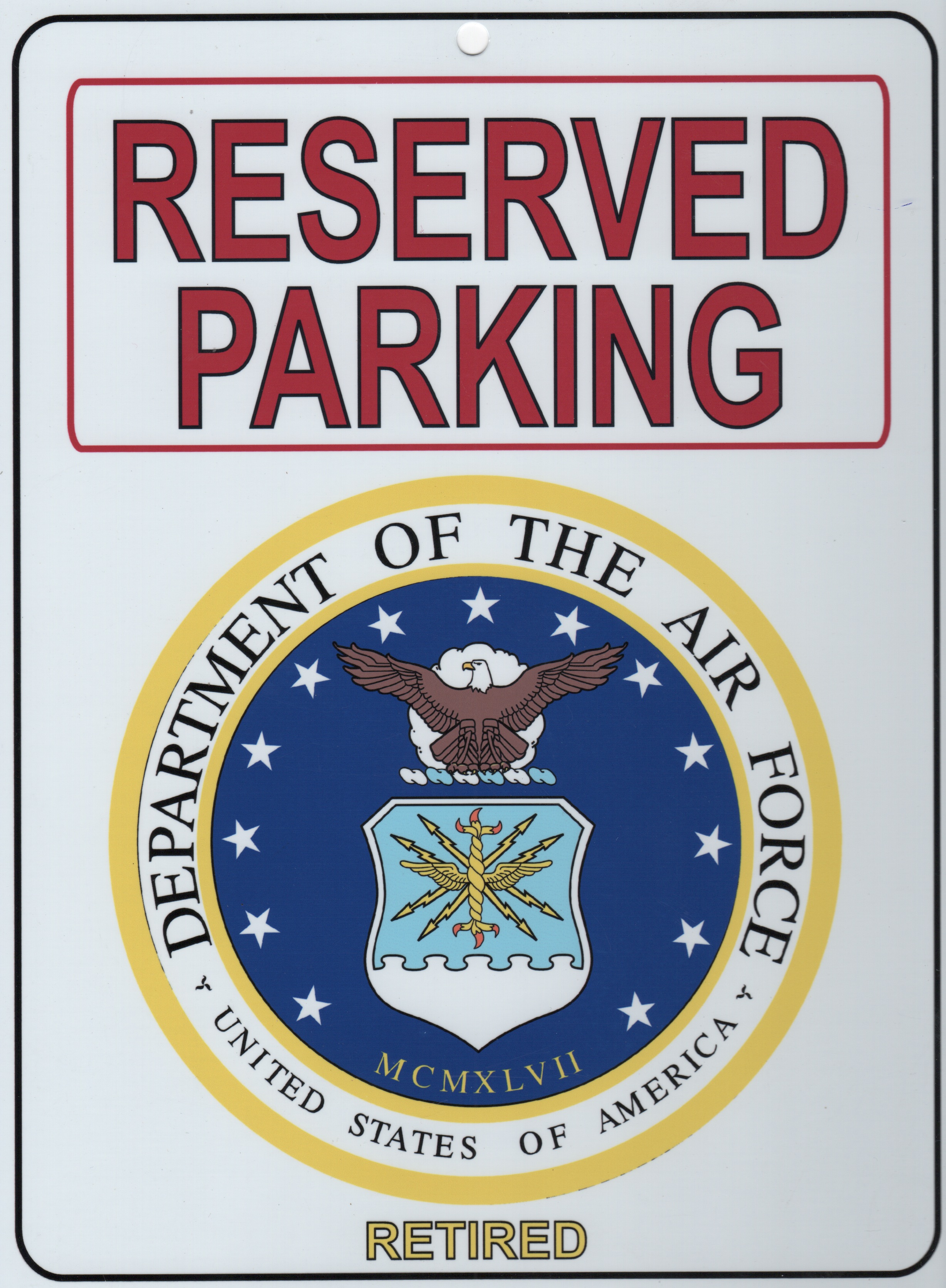 USAF RETIRED 'Parking Placard'