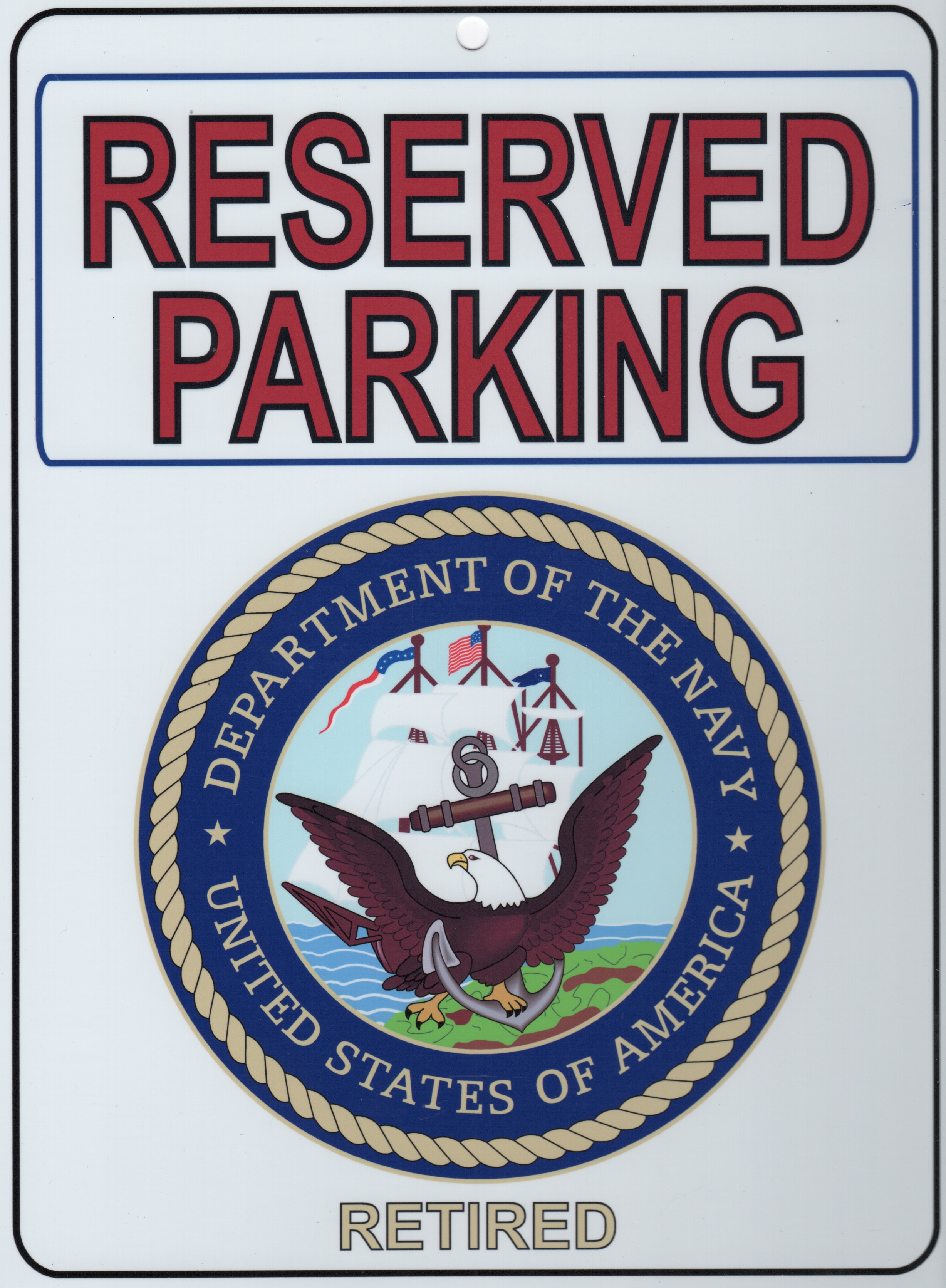 USN RETIRED 'Parking Placard'