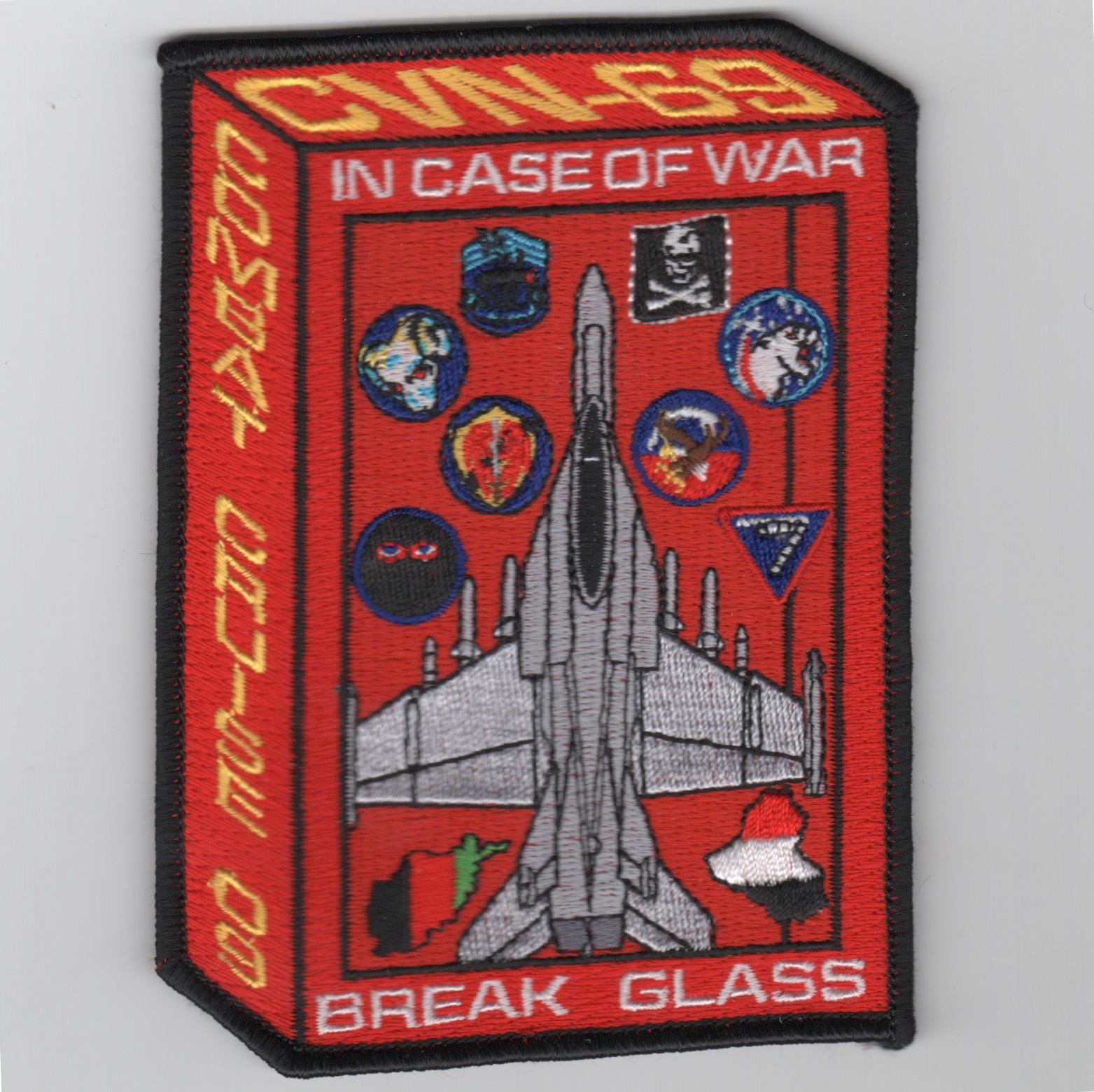 CVN-69/VFA-143/CVW-7 2009 'Break Glass' Cruise Patch (Red)