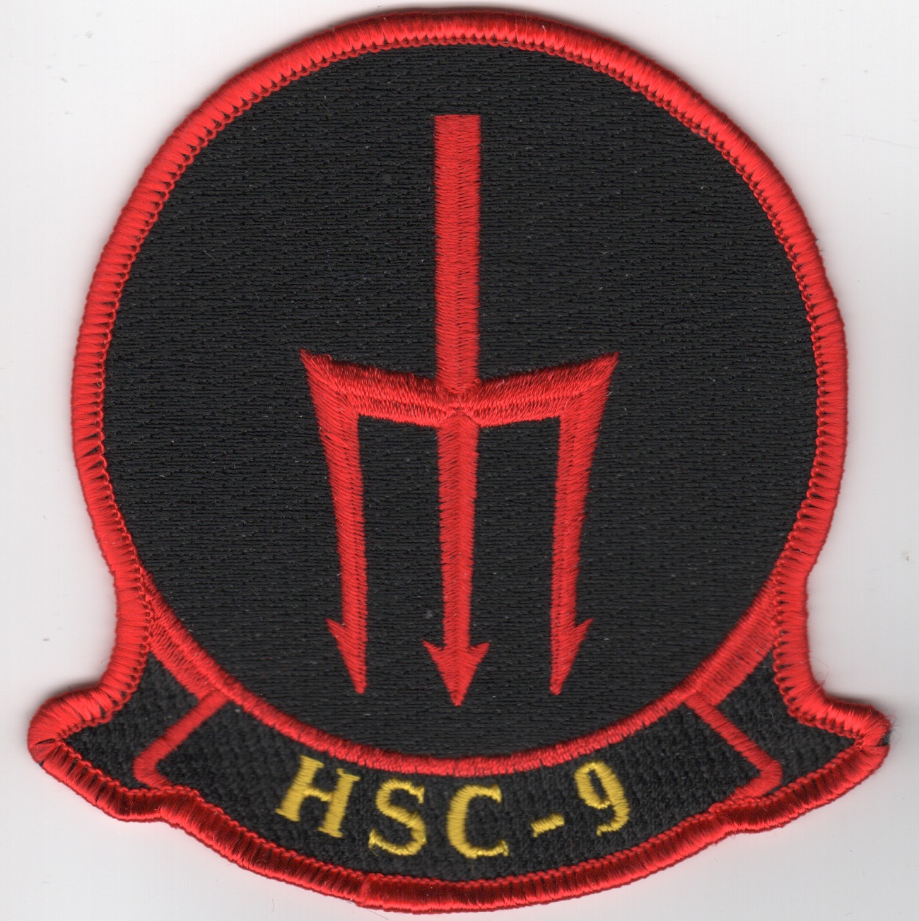 HSC-9 Sqdn 'TRIDENT' Patch (Black/Red Trident)
