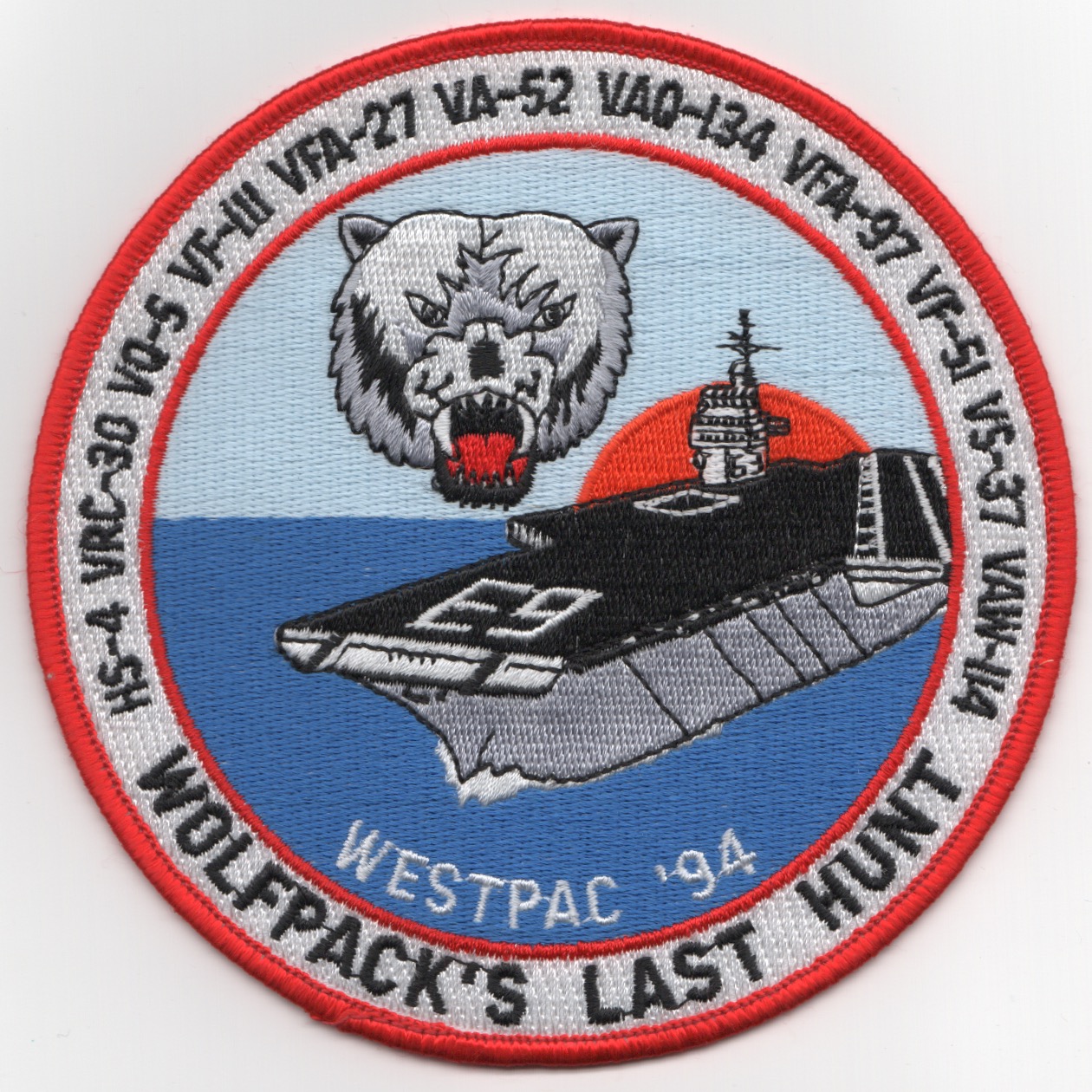 212) VA-52/CV-63 1994 'LAST HUNT' Patch