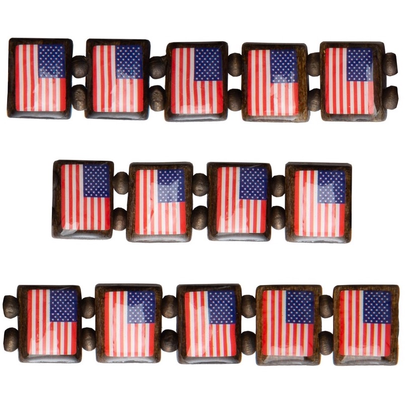 Bracelet: 'AMERICAN Flags' (Dark/14 Tiles)