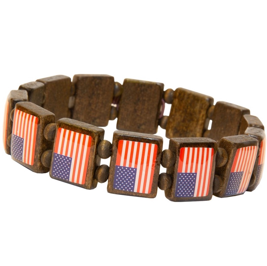 Bracelet: 'AMERICAN Flags' (Dark/14 Tiles)