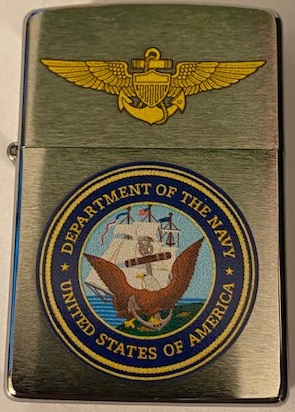 US Navy w/USN Pilot Wings Zippo (Silver)