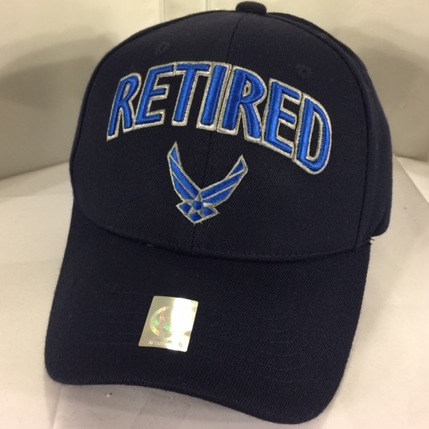 USAF Retired (Blk/Blue 3-D Letters)