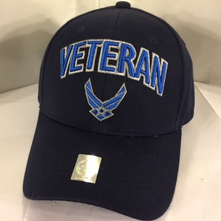 USAF VETERAN (Blk/Blue 3-D Letters)