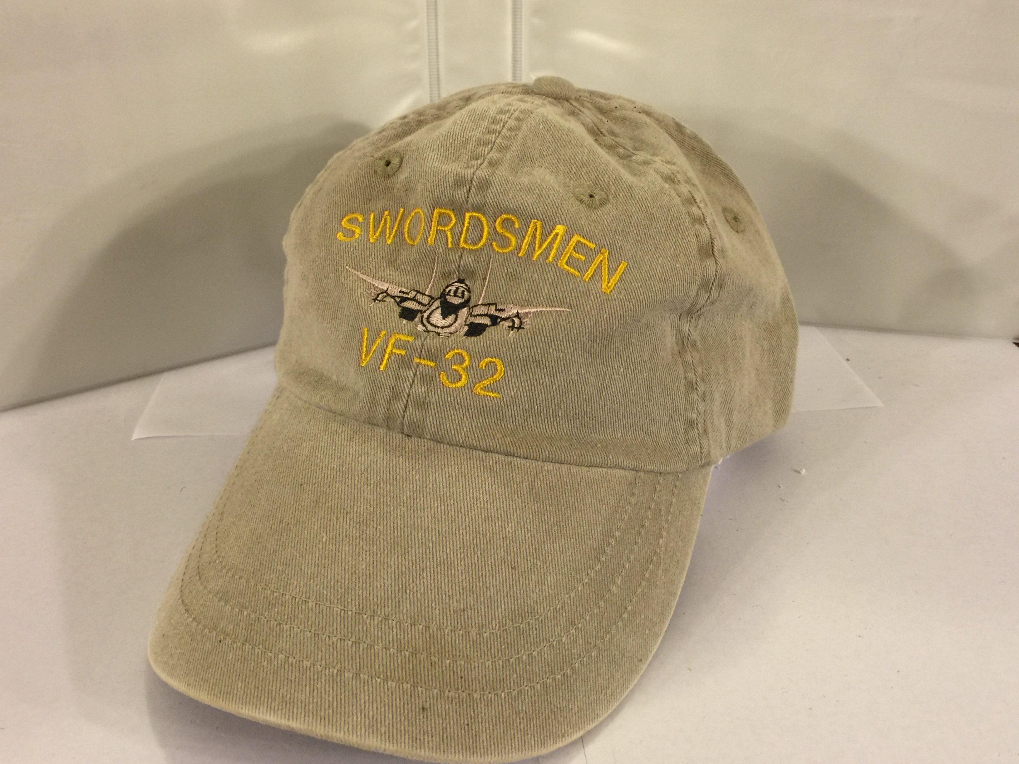 VF-32 F-14 Ballcap (Khaki/Yellow Letters/Dir. Emb.)