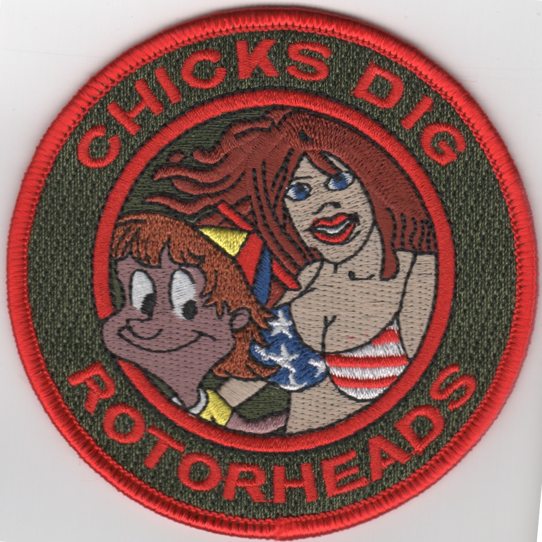 'Chicks Dig Rotorheads' Patch (Brunette)