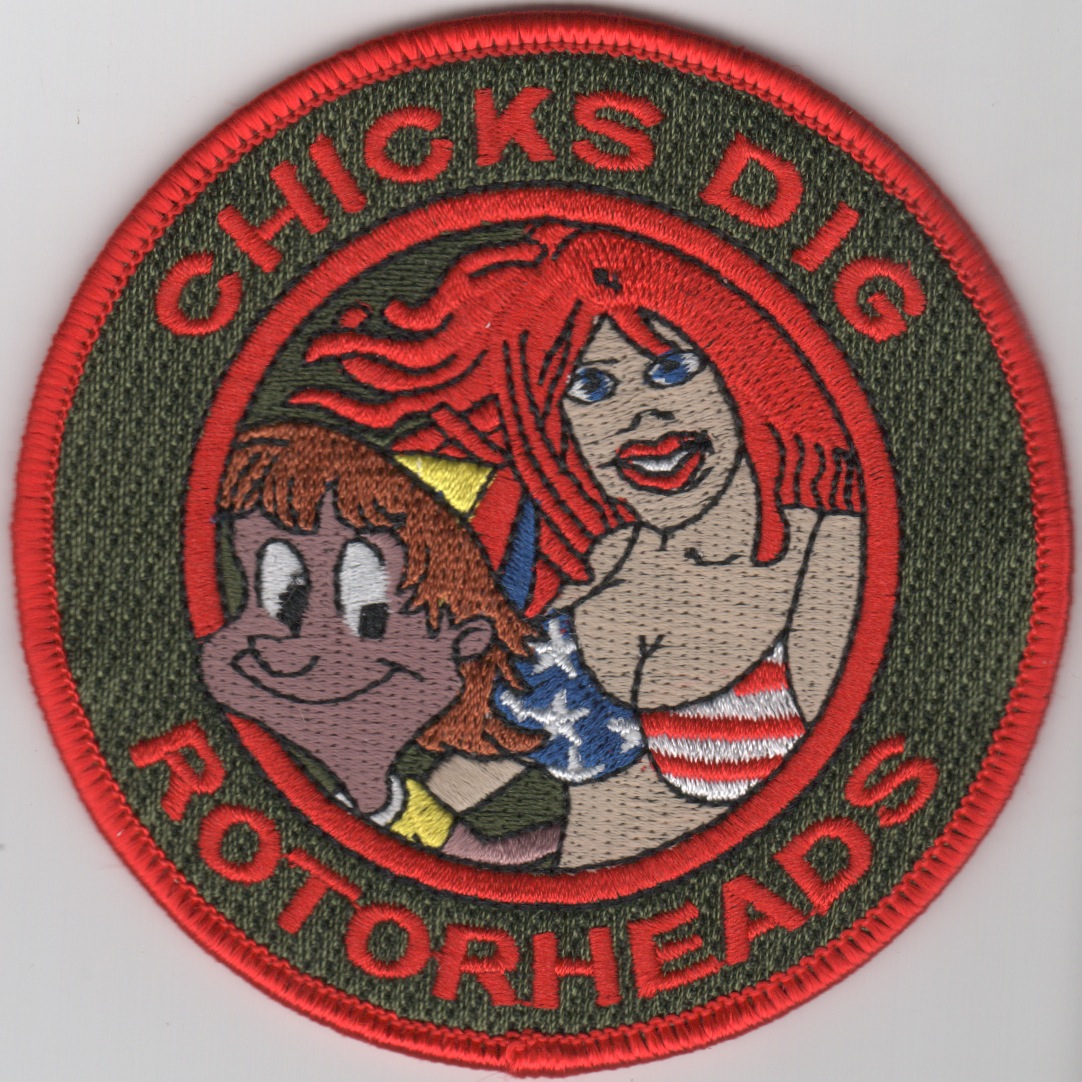 'Chicks Dig Rotorheads' Patch (Red-Hair)