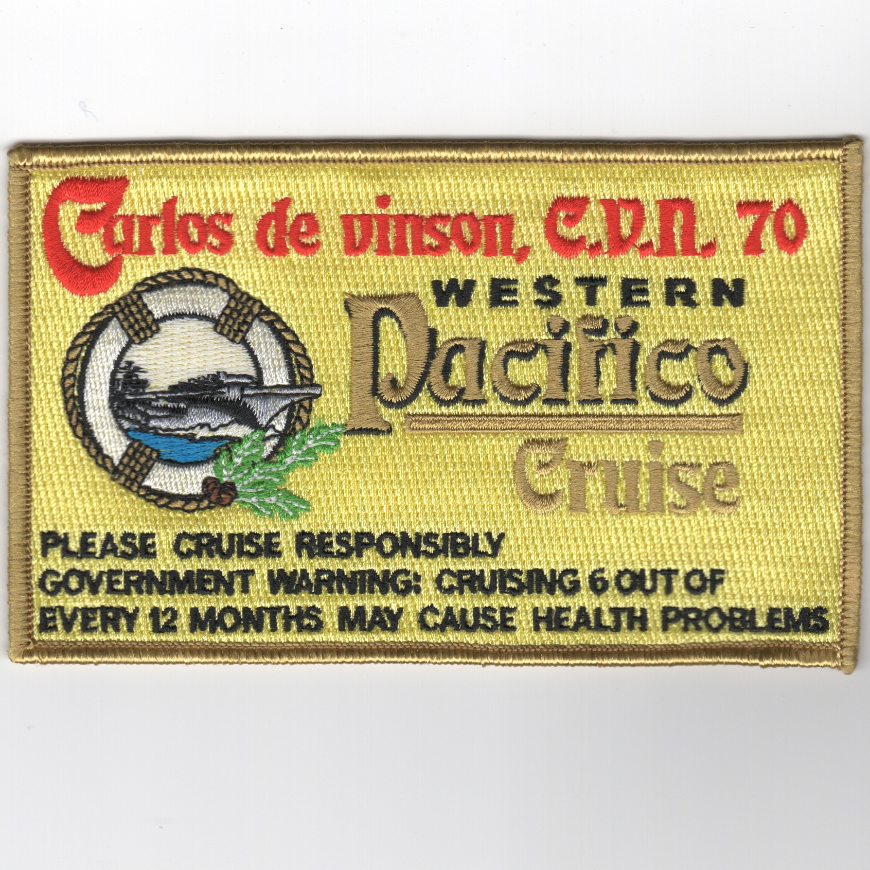 CVN-70 'Western Pacifico' Cruise Patch (Yellow/Square)