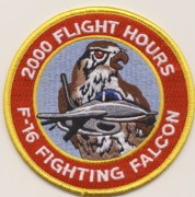 F-16 2000 Hours Patch (Red/Yellow Border/V)