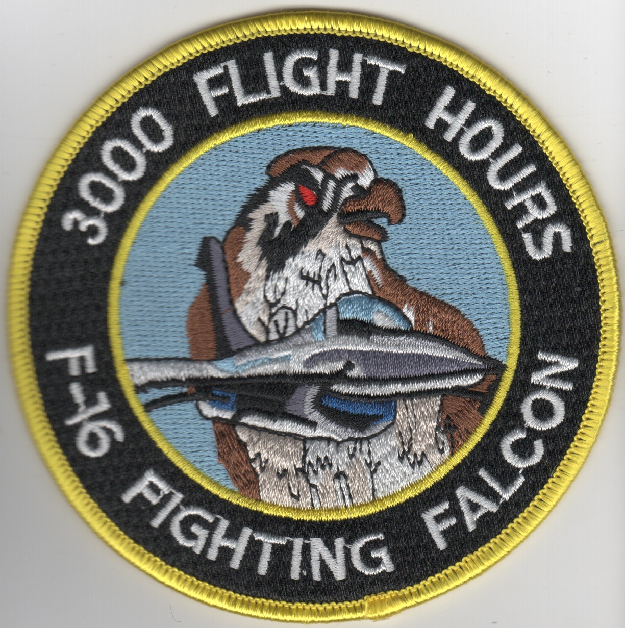 F-16 3000 Hours Patch (Black/Velcro)