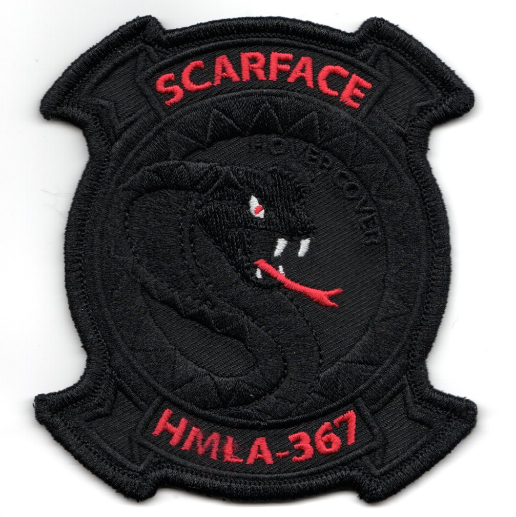 HMLA-367 Squadron Patch (Black/Red Letters)