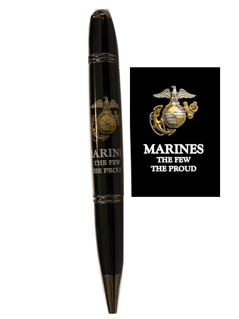 Veteran-made Handcrafted Pen: USMC (Black)