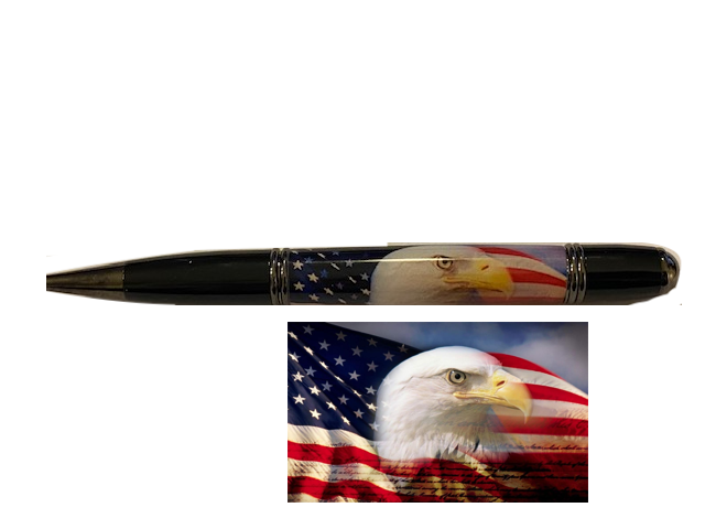 Veteran-made Handcrafted Pen: American Eagle on Flag