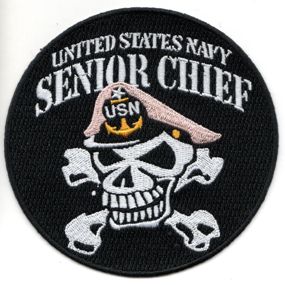 USN SENIOR Chief w/PINK Cover Patch (Skull)