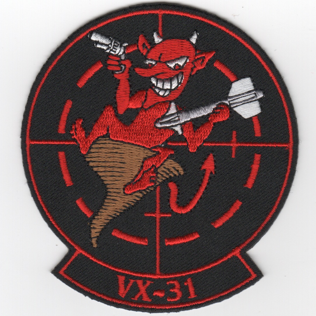 VX-31 OFFICIAL Squadron Patch (Black/WHITE Horns/WITH Velcro)
