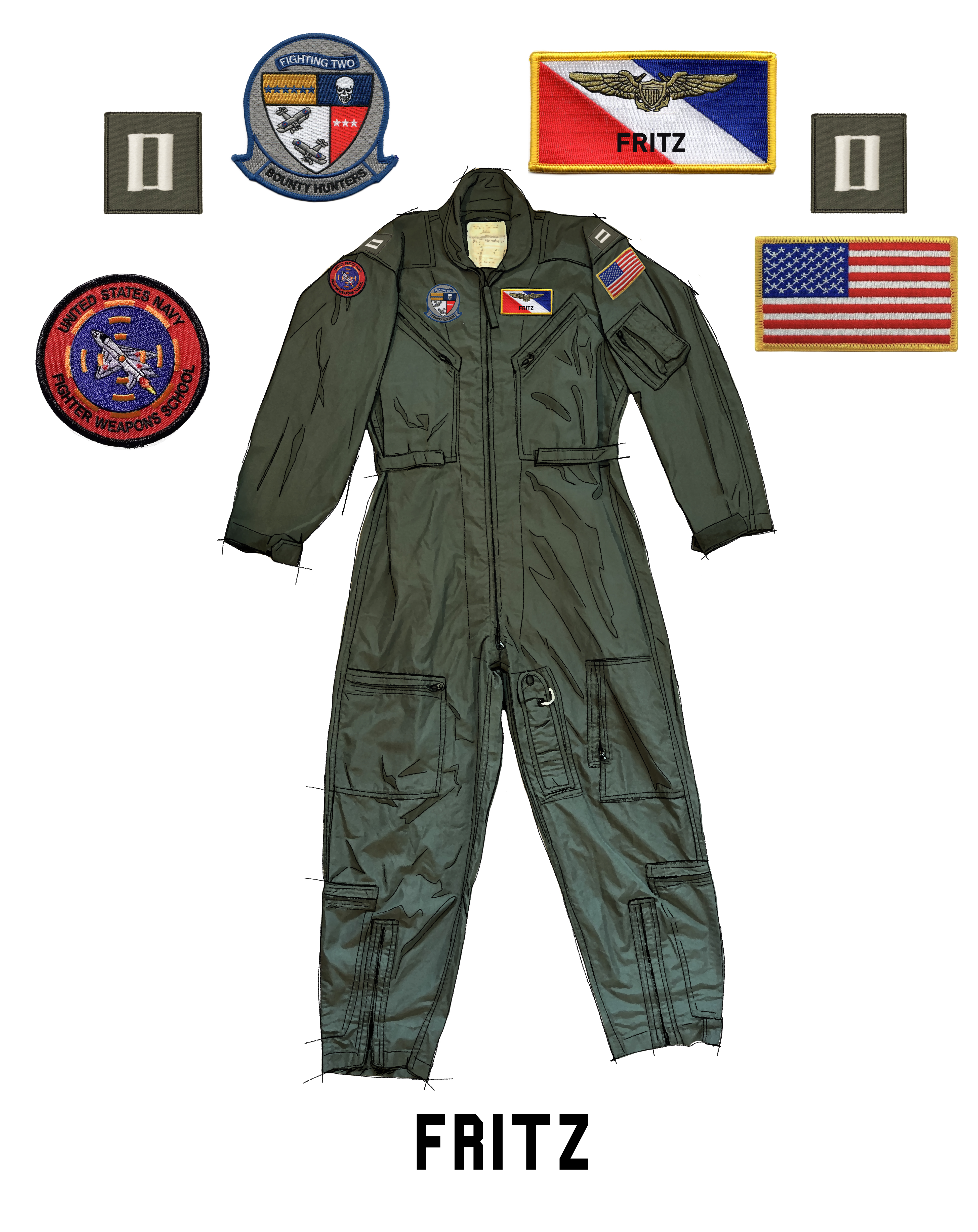 TOPGUN:MAVERICK FRITZ's Flight Suit Patches