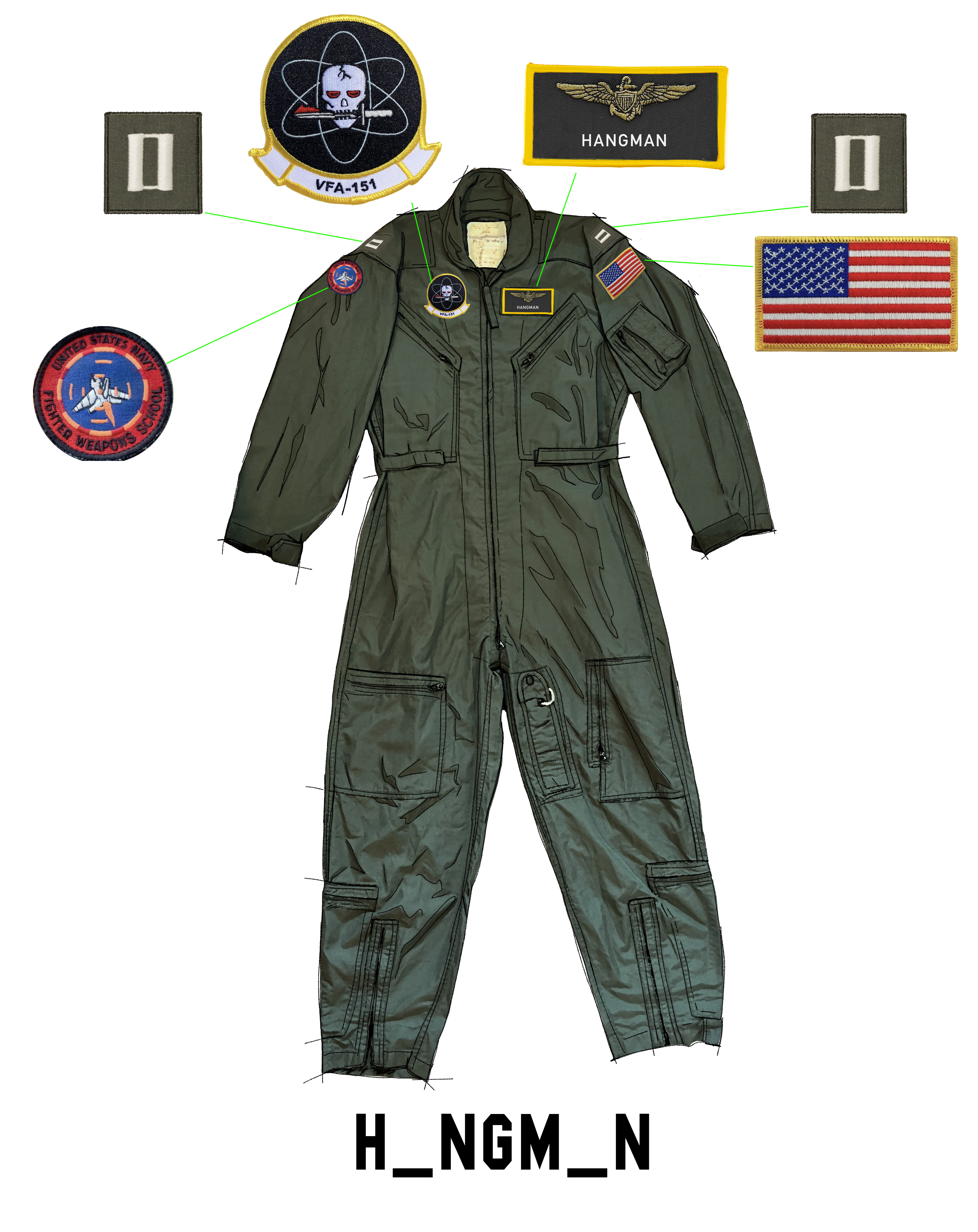 TOPGUN:MAVERICK HANGMAN's Flight Suit Patches