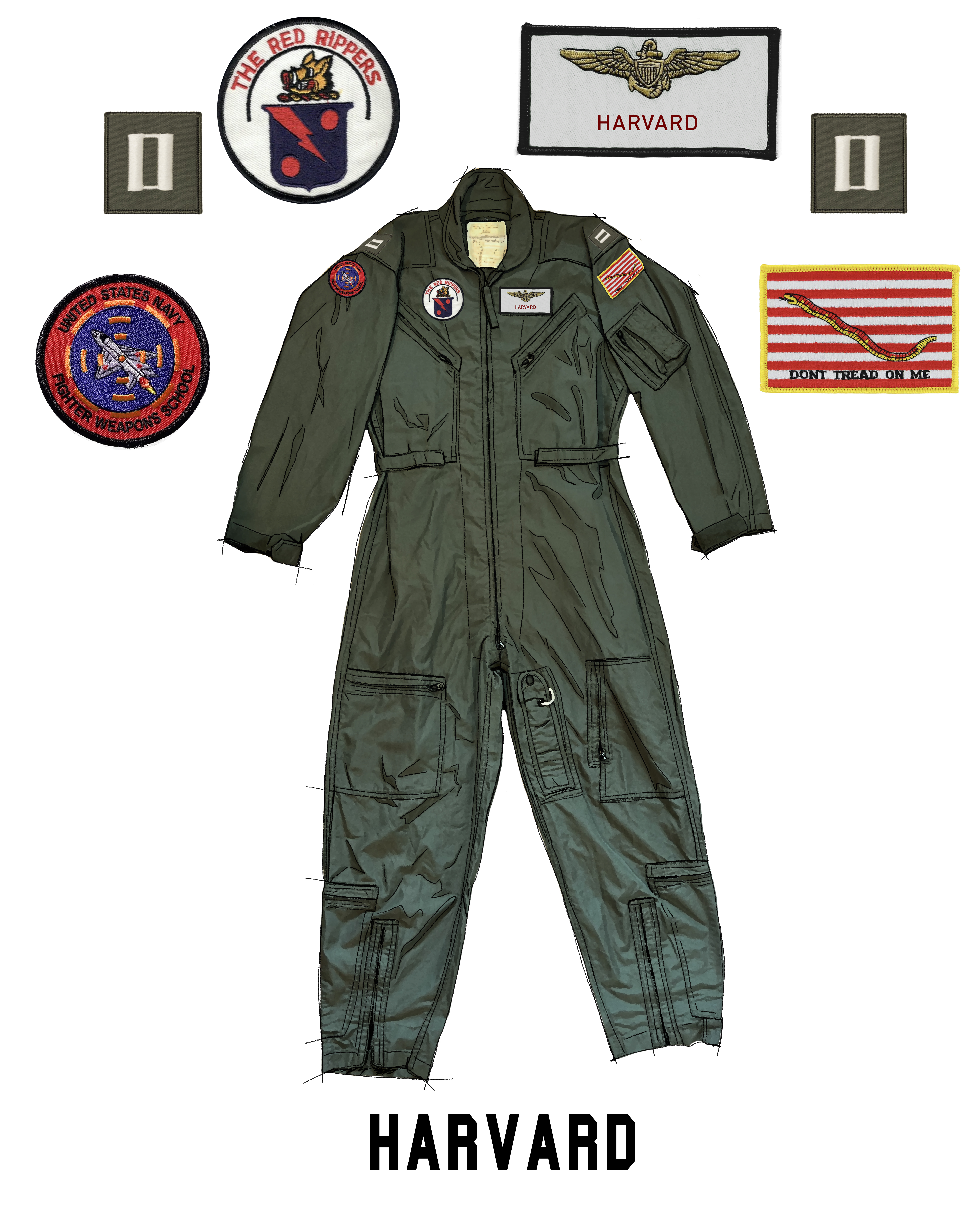TOPGUN:MAVERICK HARVARD's Flight Suit Patches