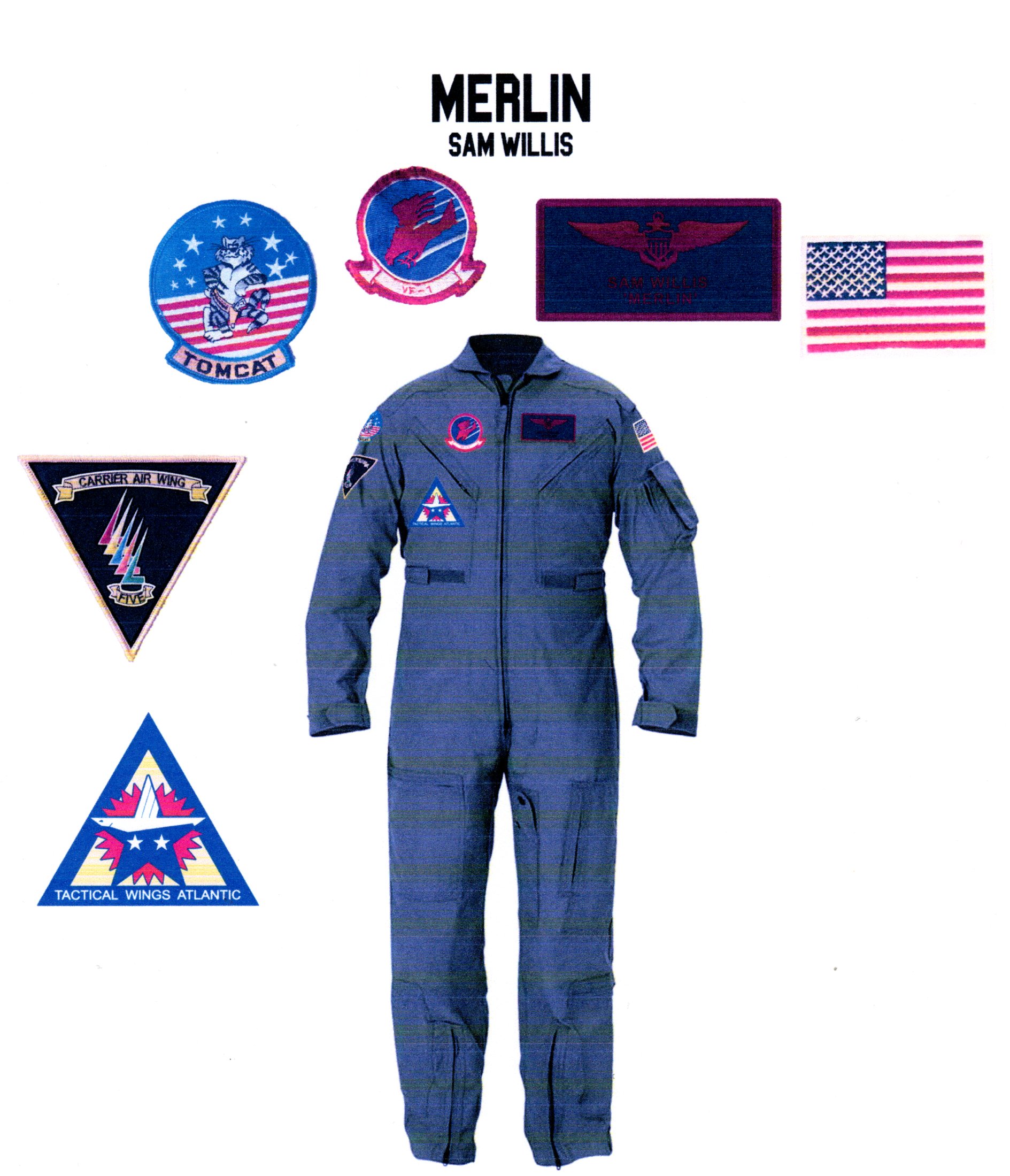 TOPGUN: (1986) 'MERLIN' Flight Suit Patches