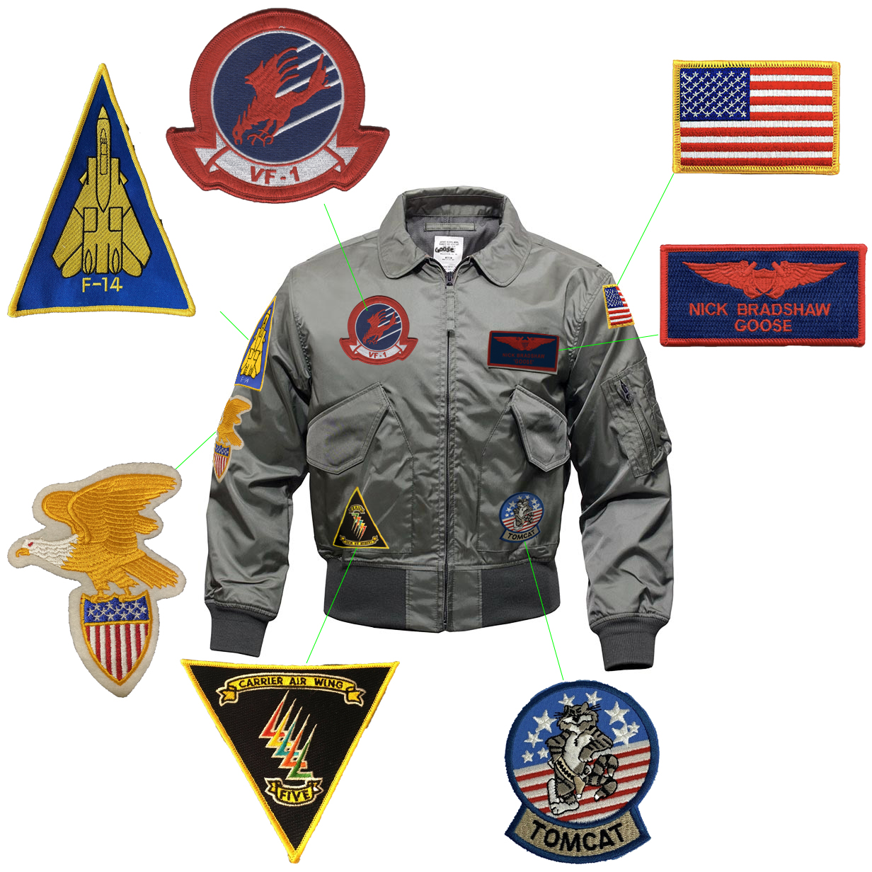 TOPGUN 1986 *GOOSE' NOMEX JACKET* Patches